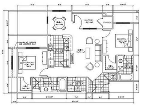 A black and white architectural floor plan of a building.